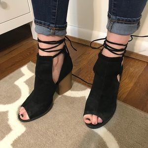 Black open toe booties